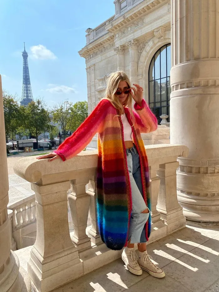 Coats Women Rose Carmine COAT STRIPES MULTICOLOR