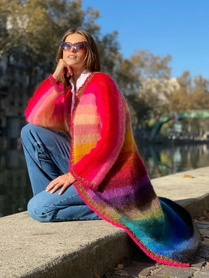 Coats Women Rose Carmine COAT STRIPES MULTICOLOR