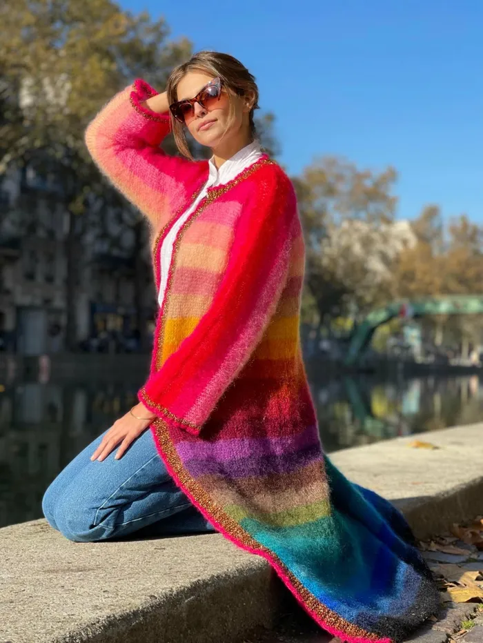 Coats Women Rose Carmine COAT STRIPES MULTICOLOR
