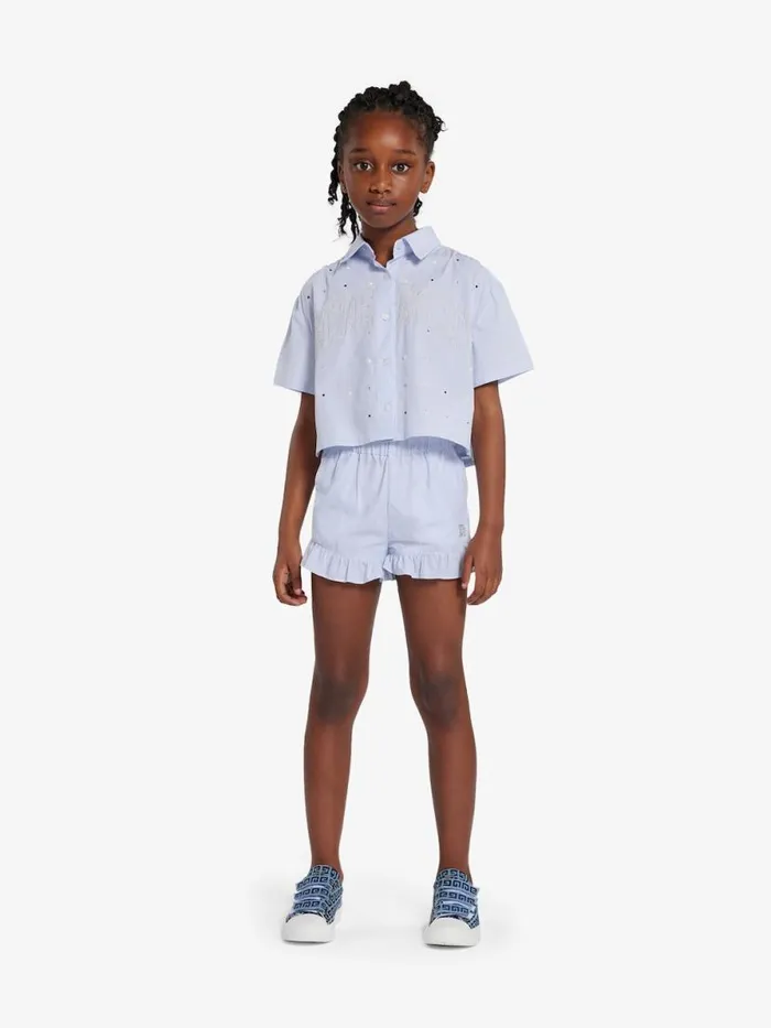 College Shirt And Shorts With Stripes Set Whiteblue Kids Givenchy