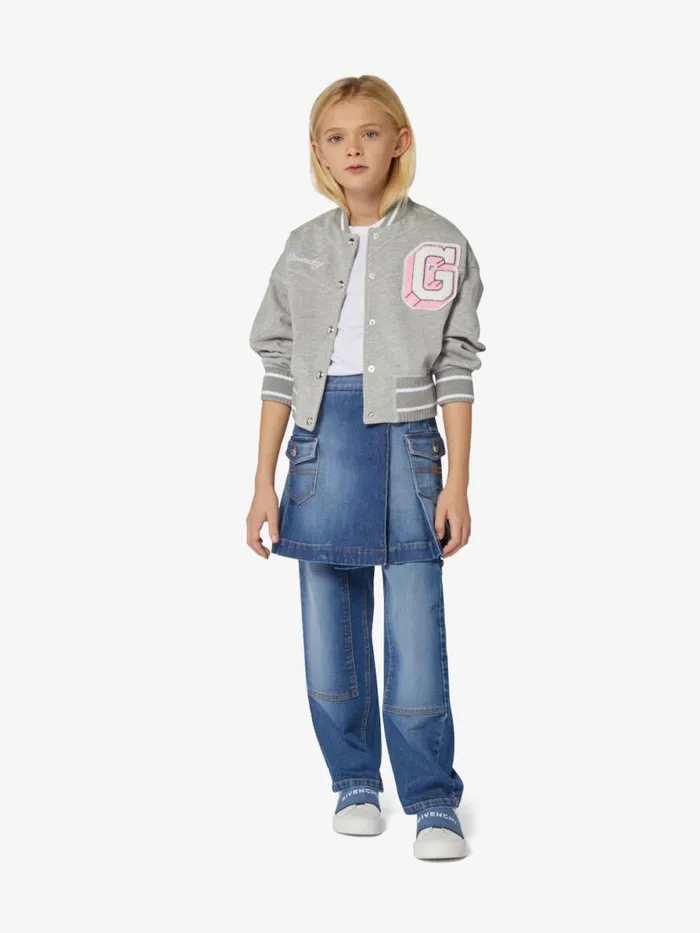 College Varsity Jacket In Fleece Silvery Kids Givenchy
