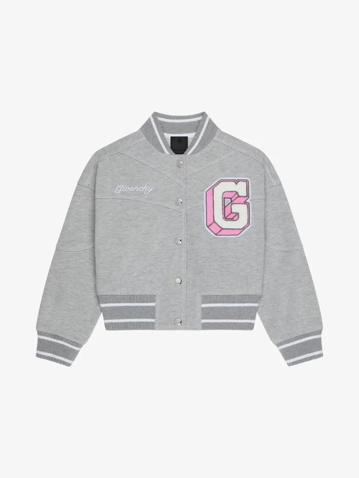College Varsity Jacket In Fleece Silvery Kids Givenchy