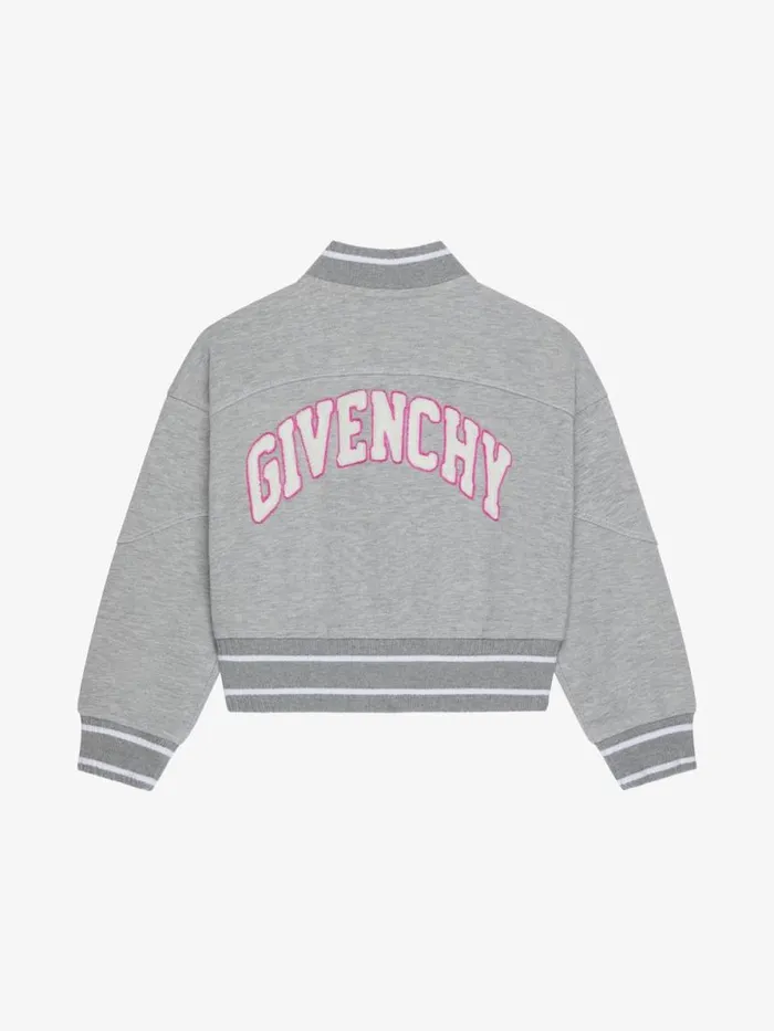 College Varsity Jacket In Fleece Silvery Kids Givenchy