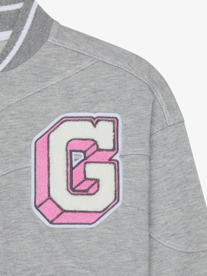 College Varsity Jacket In Fleece Silvery Kids Givenchy