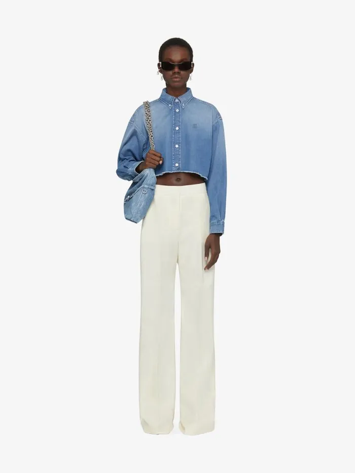 Cropped Shirt In Denim Light Blue Women Givenchy Tops and Shirts