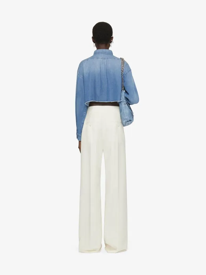 Cropped Shirt In Denim Light Blue Women Givenchy Tops and Shirts