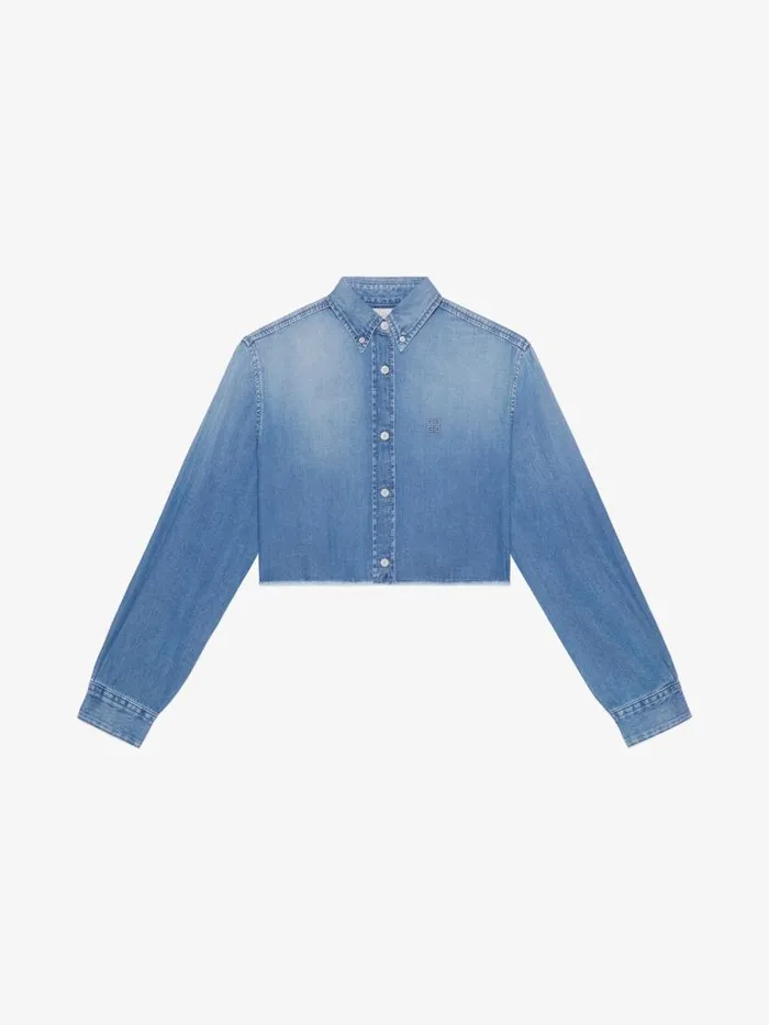 Cropped Shirt In Denim Light Blue Women Givenchy Tops and Shirts
