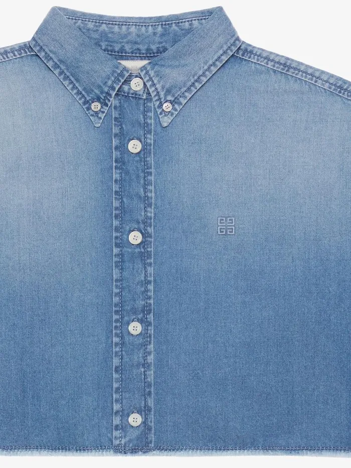 Cropped Shirt In Denim Light Blue Women Givenchy Tops and Shirts