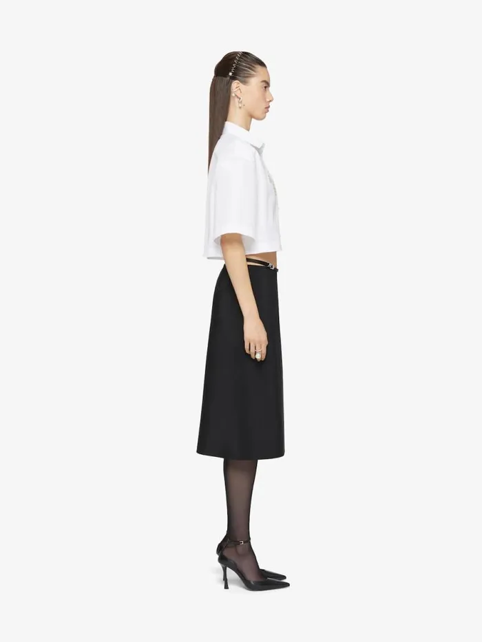 Cropped Shirt In Poplin With Crystals Silvery Women Givenchy Tops and Shirts
