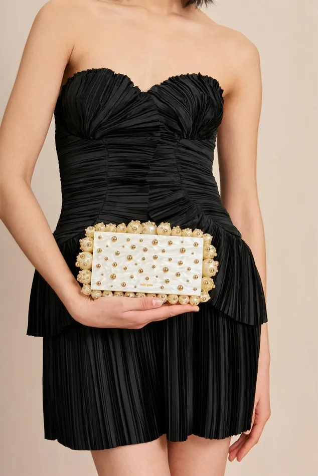 Cult Gaia Eos Clutch Ivory Shiny Brass Women Clutches