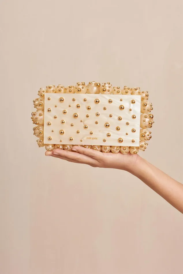 Cult Gaia Eos Clutch Ivory Shiny Brass Women Clutches