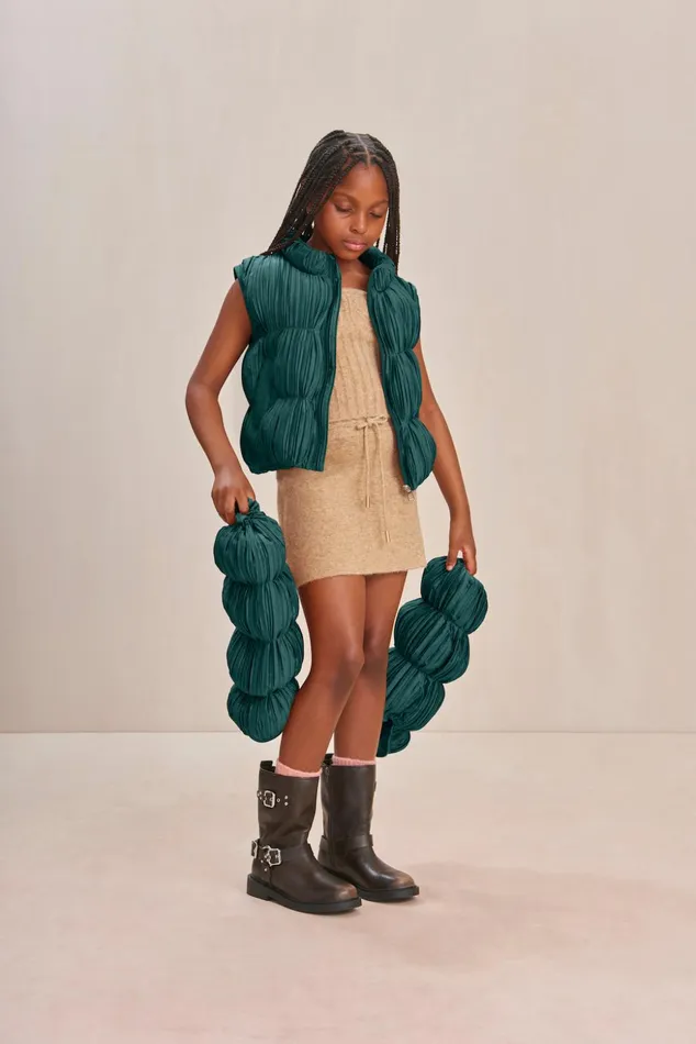 Cult Gaia Frannie Puffer Forest Green Kids Tops