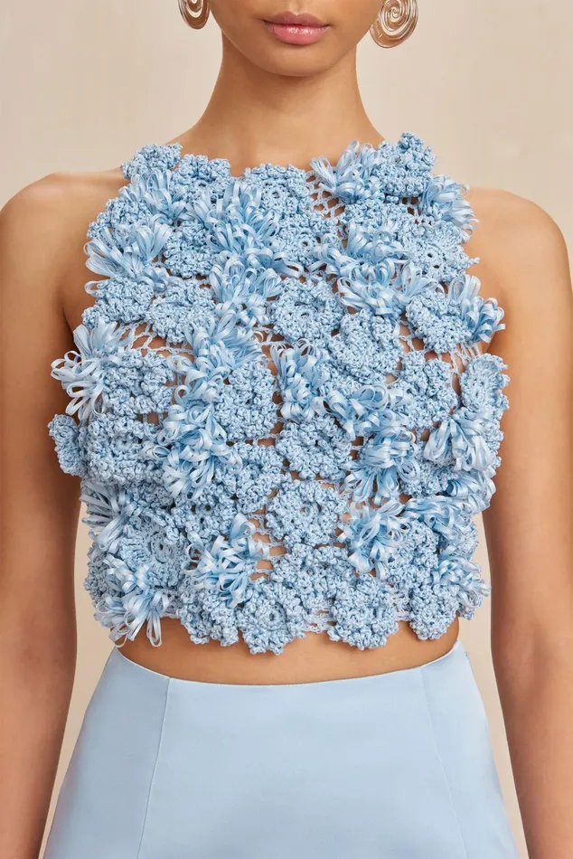 Cult Gaia Regina Crochet Top Marine Women Tops