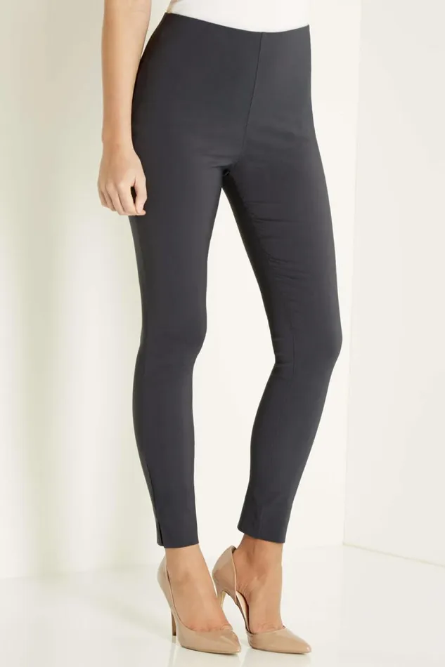 Dark Grey Full Length Elastic Waist Stretch Trousers Women Roman Trousers