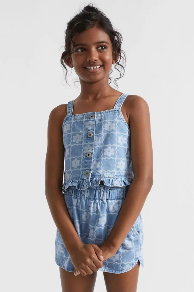 Denim and Jeans Girl Seed Heritage Daisy Check Cami Clean Blue Wash