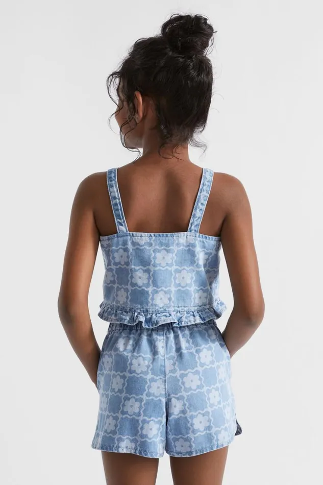 Denim and Jeans Girl Seed Heritage Daisy Check Cami Clean Blue Wash