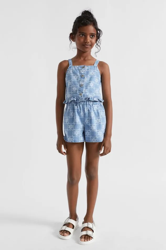 Denim and Jeans Girl Seed Heritage Daisy Check Cami Clean Blue Wash
