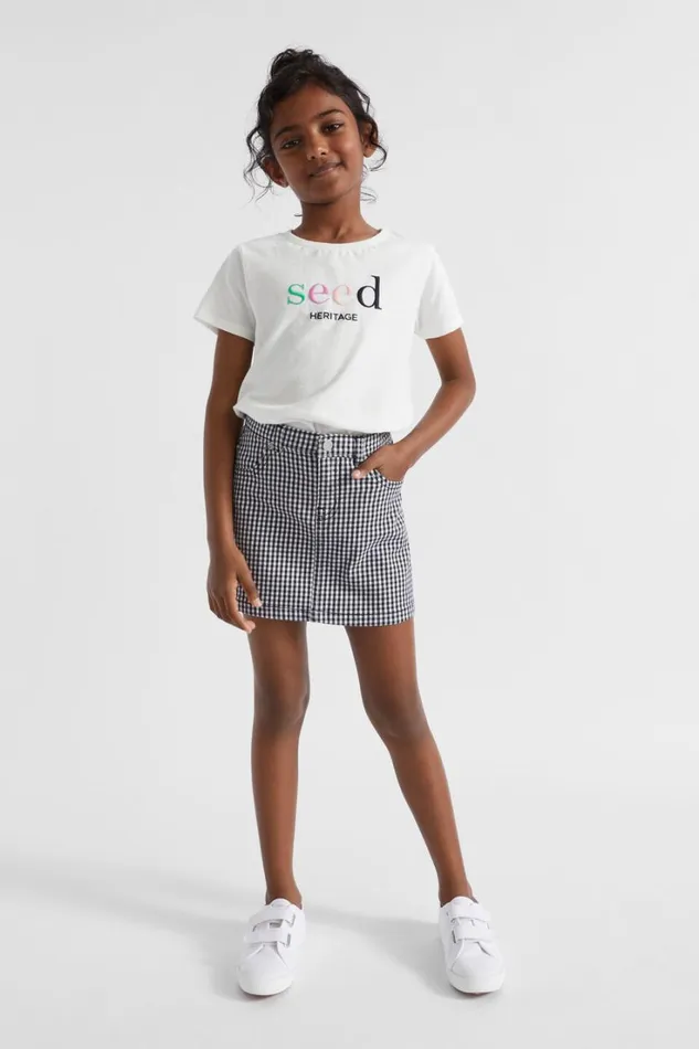 Denim and Jeans Girl Seed Heritage Gingham Denim Skirt Midnight Gingham