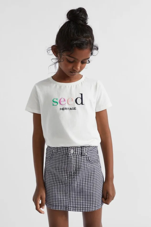 Denim and Jeans Girl Seed Heritage Gingham Denim Skirt Midnight Gingham