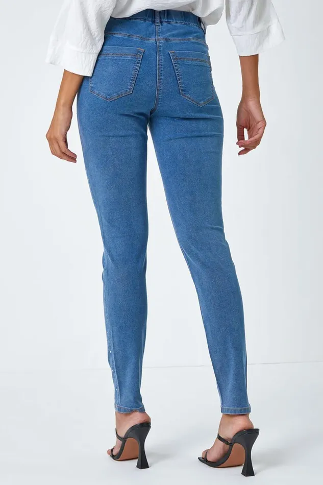 Denim Diamante Embellished Stretch Jegging Women Roman Occasionwear