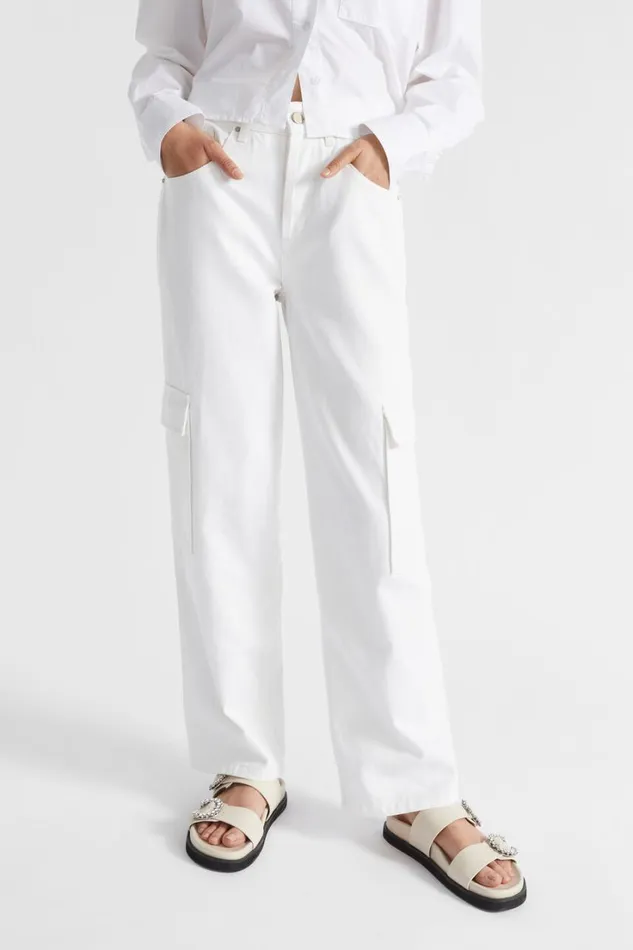 Denim Woman Seed Heritage Denim Cargo Pant Cloud Cream