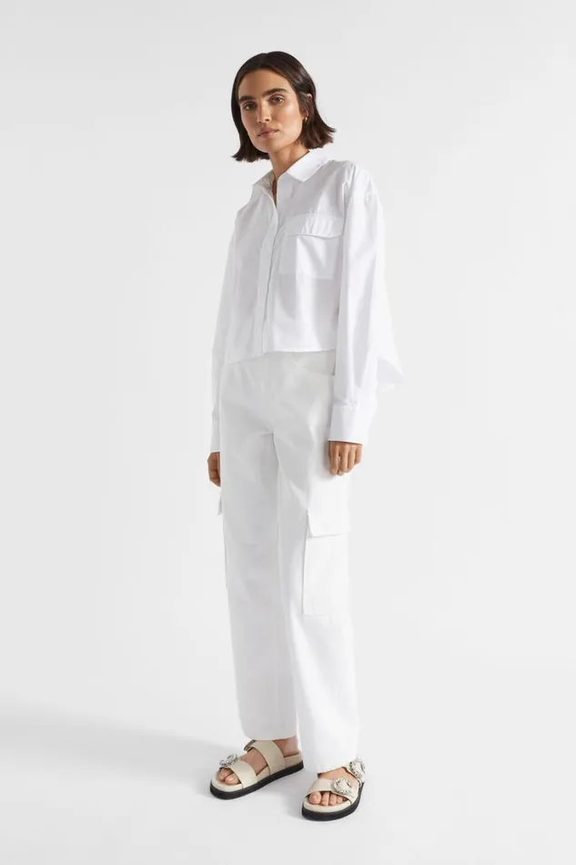 Denim Woman Seed Heritage Denim Cargo Pant Cloud Cream