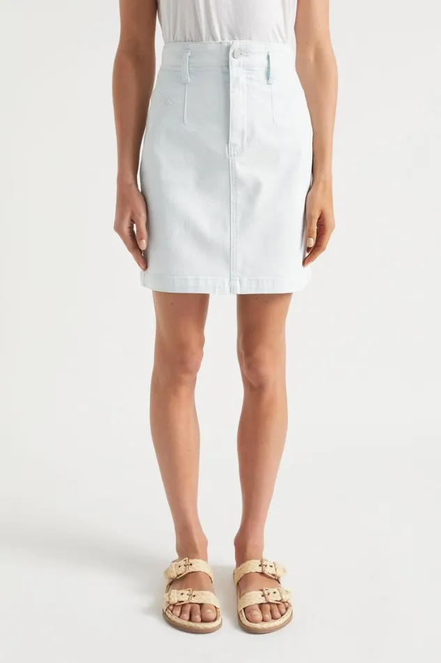 Denim Woman Seed Heritage Denim Fitted Skirt Arctic Wash