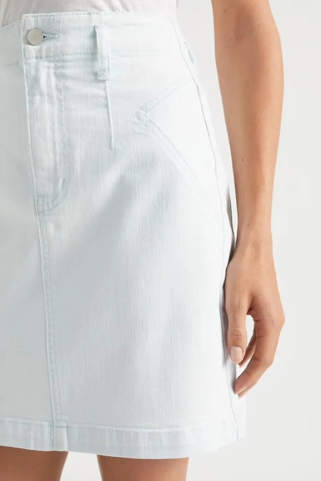 Denim Woman Seed Heritage Denim Fitted Skirt Arctic Wash
