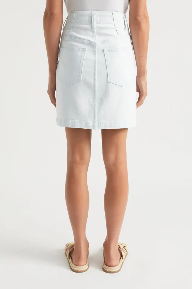 Denim Woman Seed Heritage Denim Fitted Skirt Arctic Wash