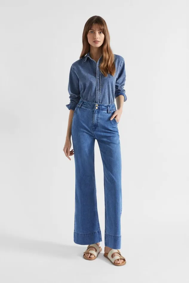 Denim Woman Seed Heritage Waisted Wide Leg Jean Ultramarine Wash