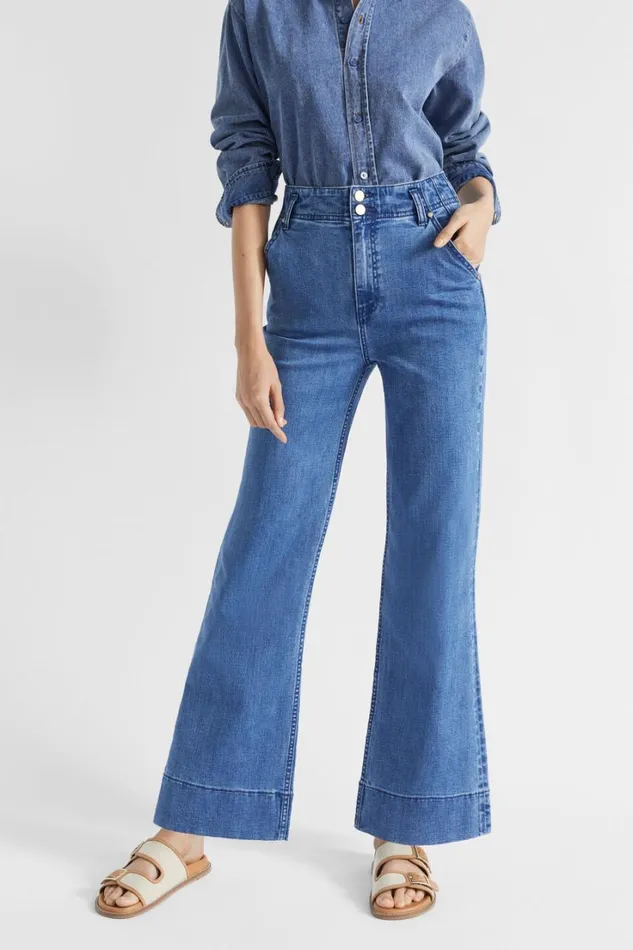Denim Woman Seed Heritage Waisted Wide Leg Jean Ultramarine Wash
