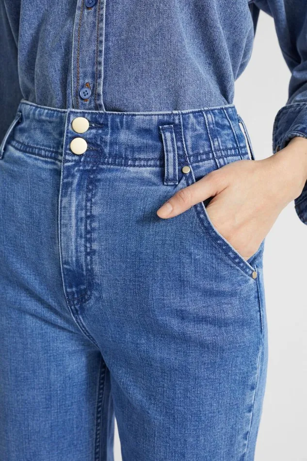 Denim Woman Seed Heritage Waisted Wide Leg Jean Ultramarine Wash