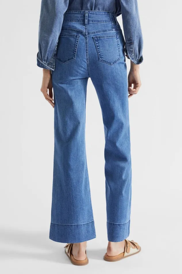 Denim Woman Seed Heritage Waisted Wide Leg Jean Ultramarine Wash