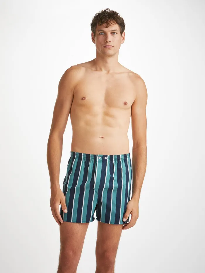 Derek Rose Classic Fit Boxers Royal 221 Cotton Teal Men Classic Fit Boxer Shorts