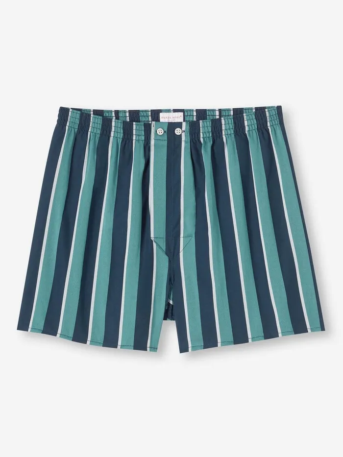 Derek Rose Classic Fit Boxers Royal 221 Cotton Teal Men Classic Fit Boxer Shorts