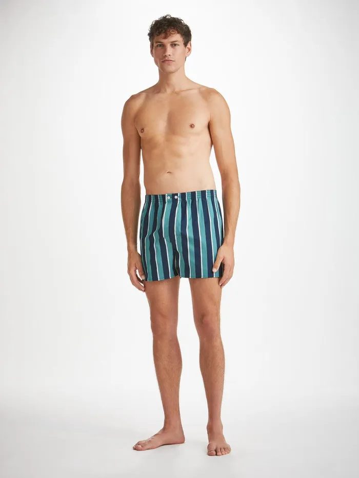 Derek Rose Classic Fit Boxers Royal 221 Cotton Teal Men Classic Fit Boxer Shorts