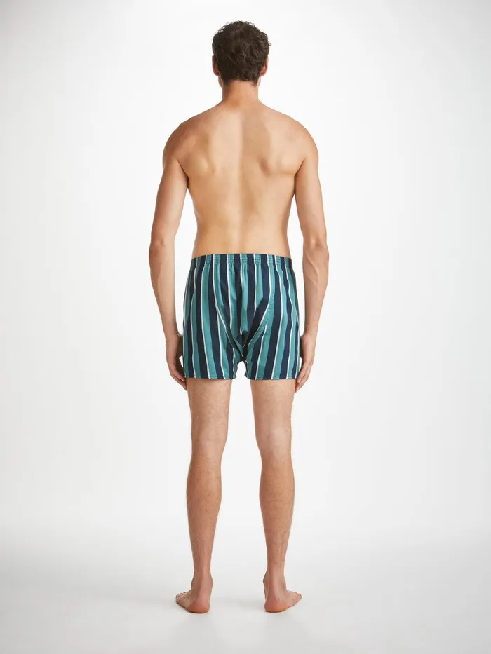 Derek Rose Classic Fit Boxers Royal 221 Cotton Teal Men Classic Fit Boxer Shorts