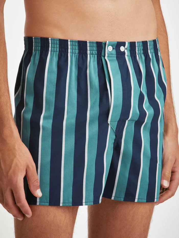Derek Rose Classic Fit Boxers Royal 221 Cotton Teal Men Classic Fit Boxer Shorts
