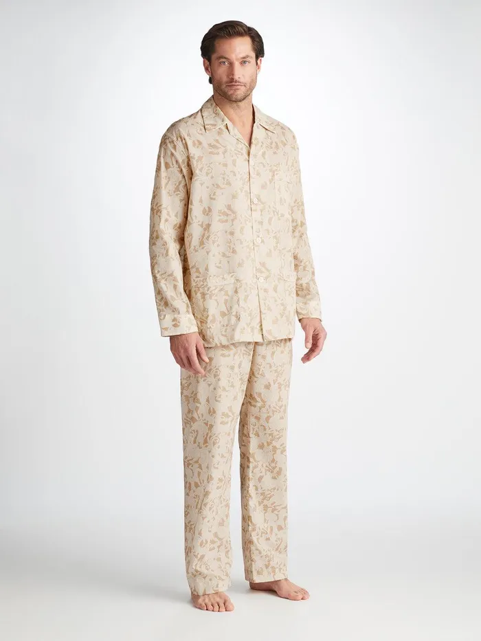 Derek Rose Classic Fit Pajamas Ledbury 73 Cotton Batiste Sand Men Classic Fit Pajamas