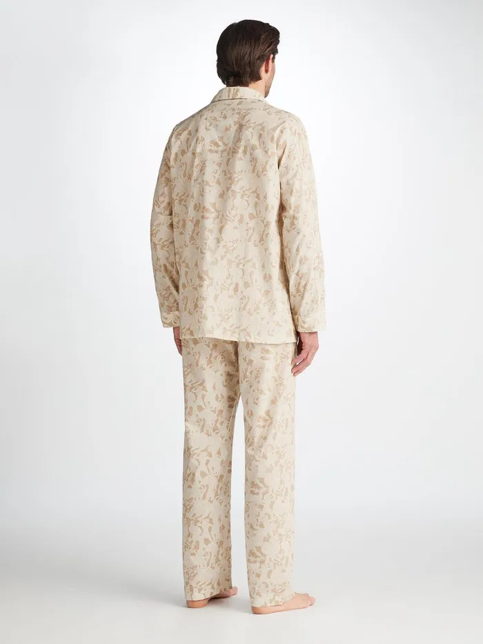 Derek Rose Classic Fit Pajamas Ledbury 73 Cotton Batiste Sand Men Classic Fit Pajamas