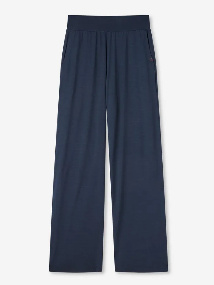 Derek Rose Lounge Pants Basel Micro Modal Stretch Navy Women Lounge Pants