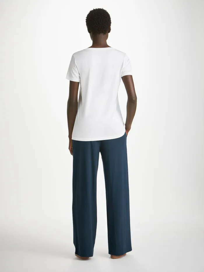 Derek Rose Lounge Pants Basel Micro Modal Stretch Navy Women Lounge Pants