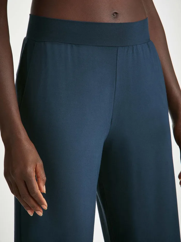 Derek Rose Lounge Pants Basel Micro Modal Stretch Navy Women Lounge Pants