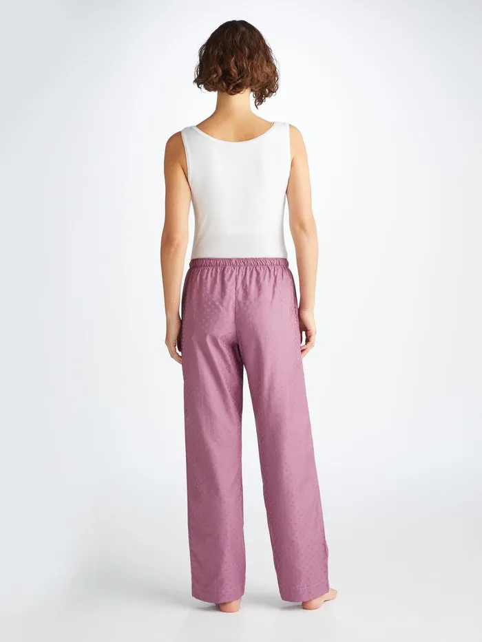 Derek Rose Lounge Pants Kate 10 Cotton Jacquard Purple Women Lounge Pants
