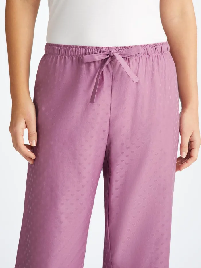 Derek Rose Lounge Pants Kate 10 Cotton Jacquard Purple Women Lounge Pants