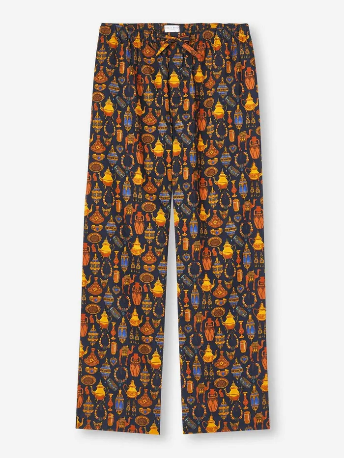 Derek Rose Lounge Pants Ledbury 71 Cotton Batiste Navy Men Lounge Pants