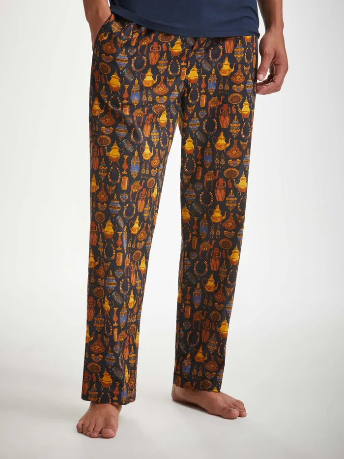 Derek Rose Lounge Pants Ledbury 71 Cotton Batiste Navy Men Lounge Pants