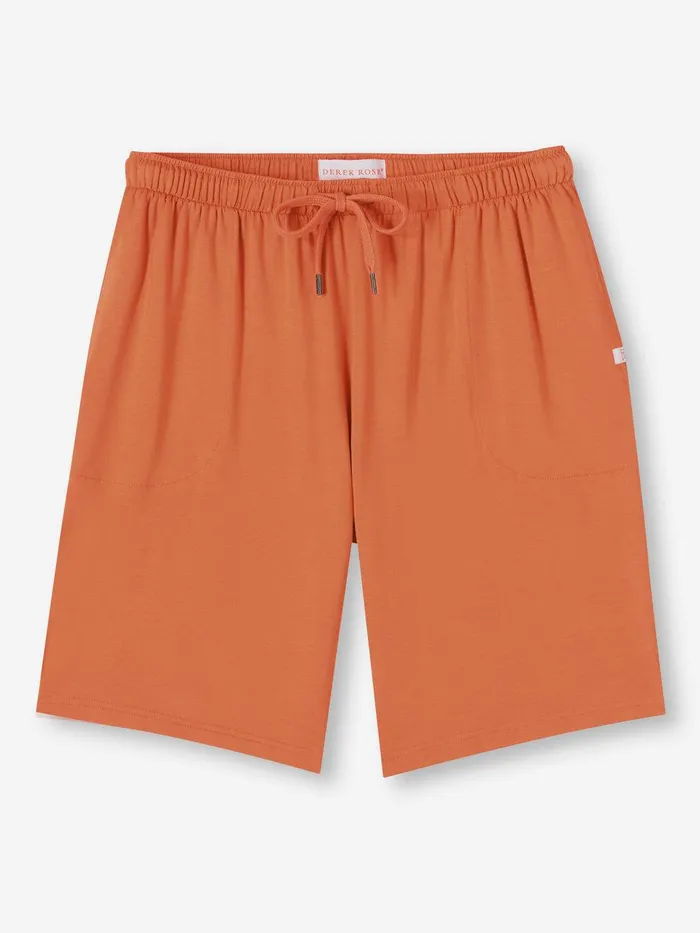 Derek Rose Lounge Shorts Basel Micro Modal Stretch Terracotta Men Lounge Shorts