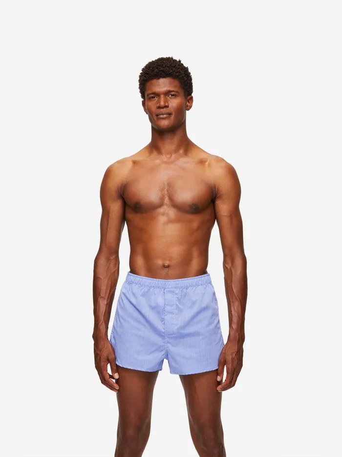 Derek Rose Modern Fit Boxers Amalfi Cotton Batiste Blue Men Modern Fit Boxer Shorts