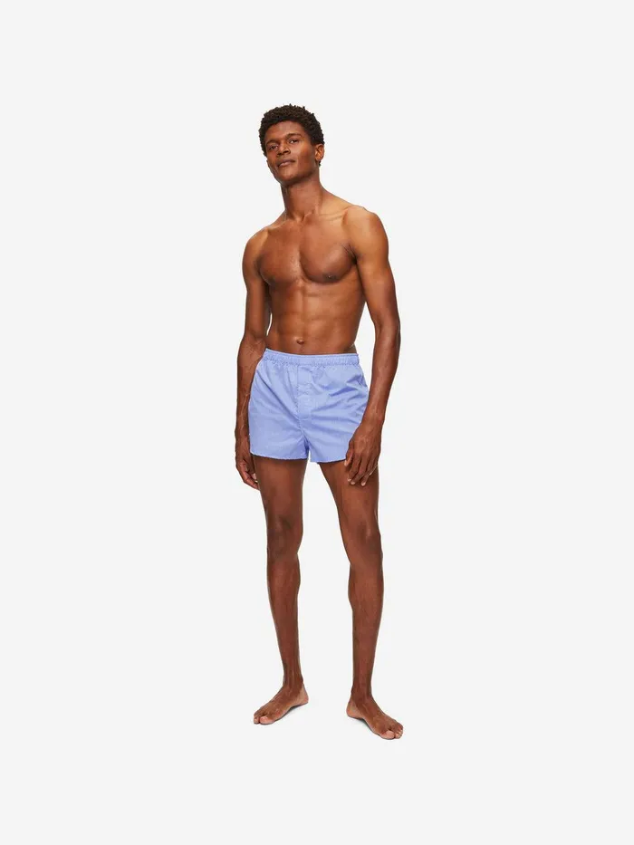 Derek Rose Modern Fit Boxers Amalfi Cotton Batiste Blue Men Modern Fit Boxer Shorts